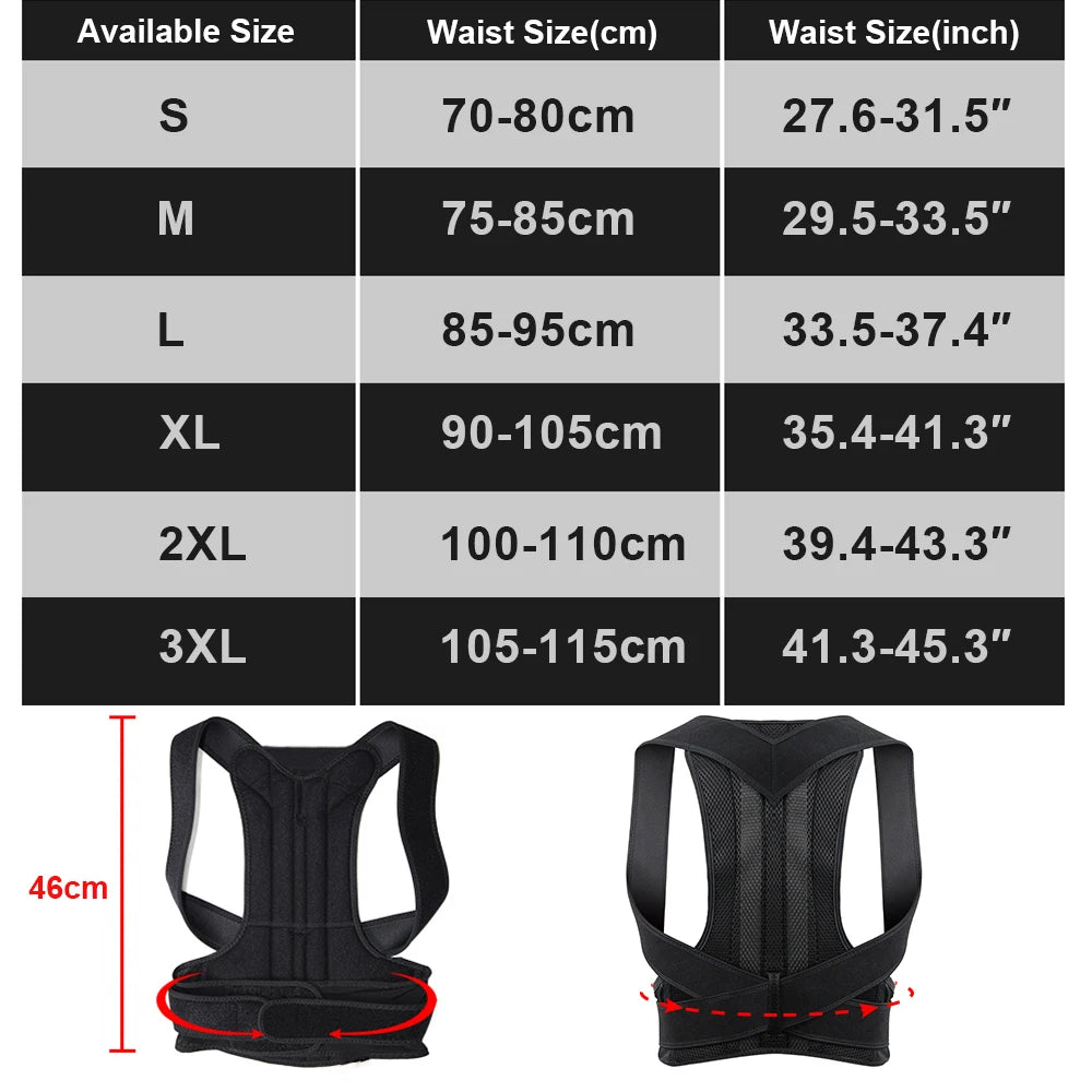 Adjustable Back Brace and Posture Corrector for Men and Women