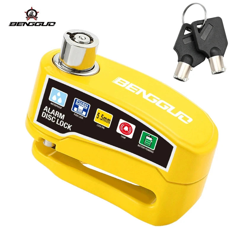 Motorcycle Disc Brake Lock with 110dB Alarm, Waterproof Aluminum Alloy