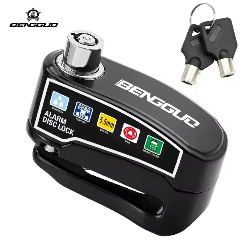 Motorcycle Disc Brake Lock with 110dB Alarm, Waterproof Aluminum Alloy