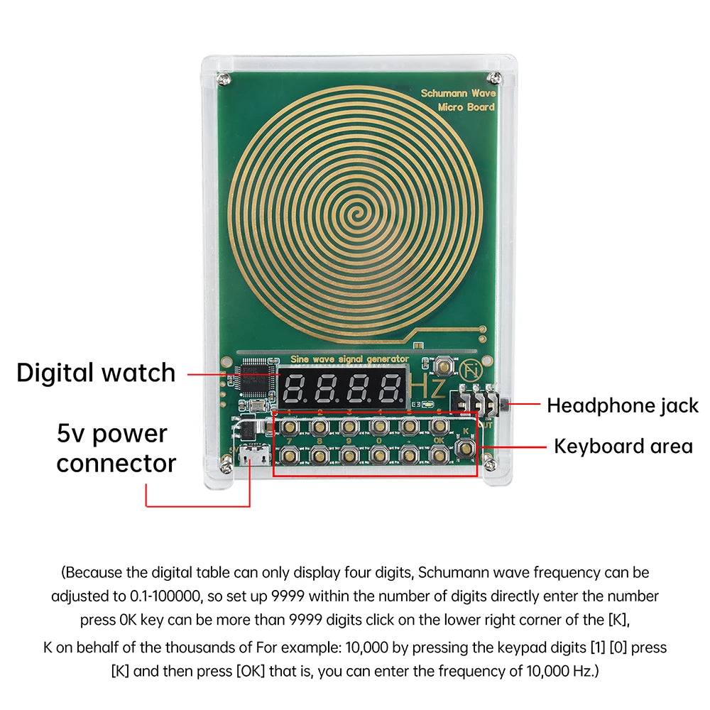 Schumann Wave Generator 7.83Hz, Adjustable 0.1Hz to 100kHz Sine Wave Signal Generator