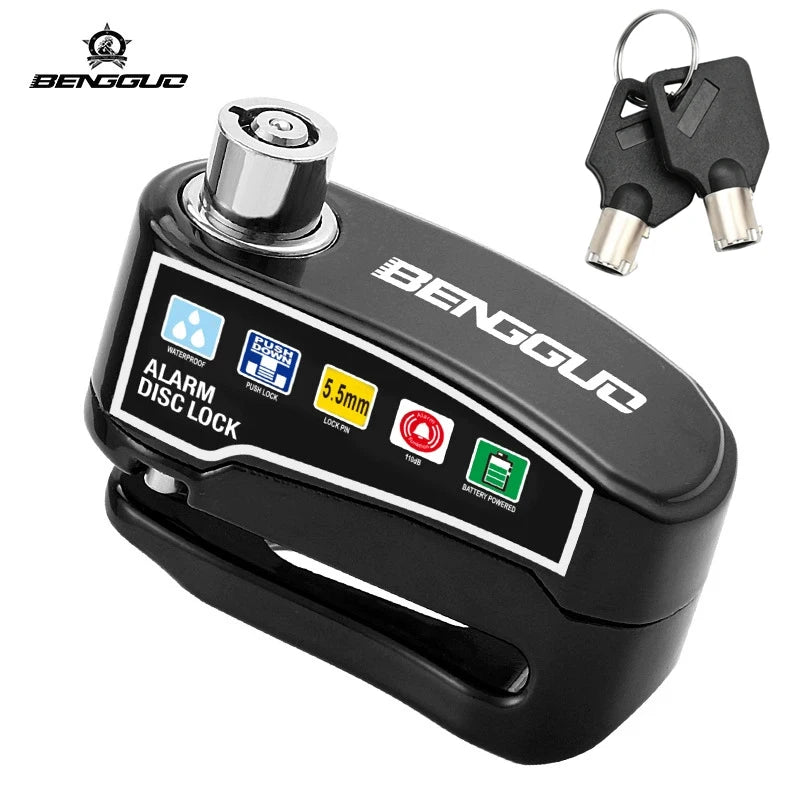 Motorcycle Disc Brake Lock with 110dB Alarm, Waterproof Aluminum Alloy
