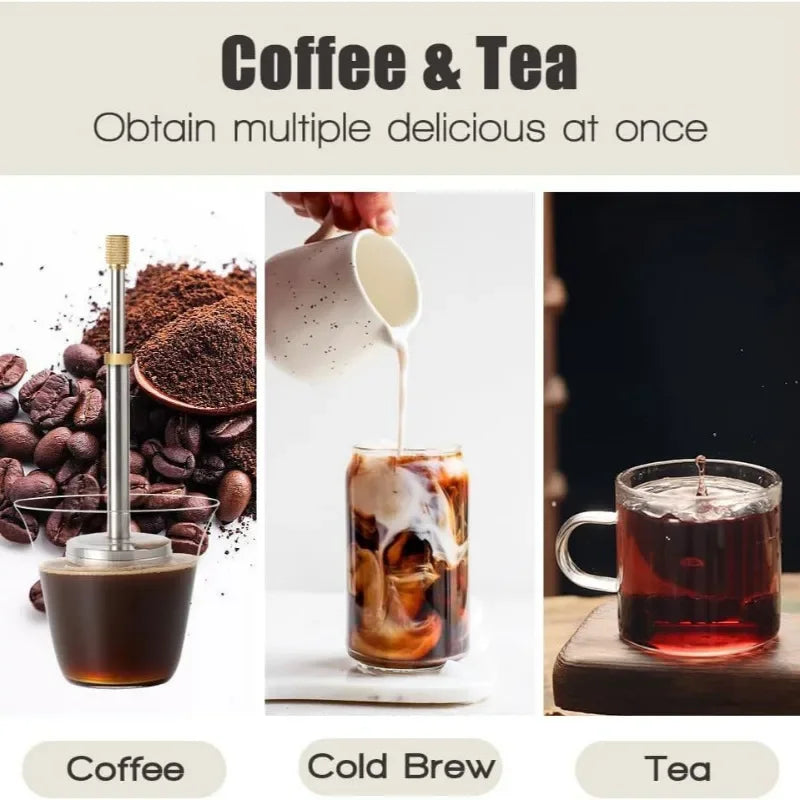 Reusable Stainless Steel Coffee and Tea Filter, Portable Travel Brewer
