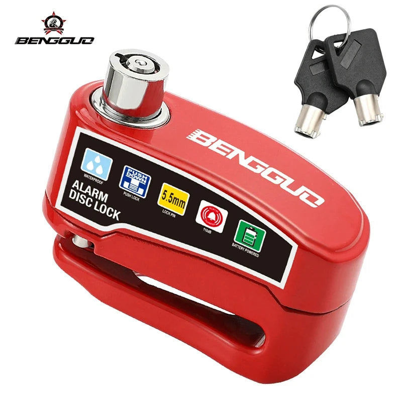 Motorcycle Disc Brake Lock with 110dB Alarm, Waterproof Aluminum Alloy