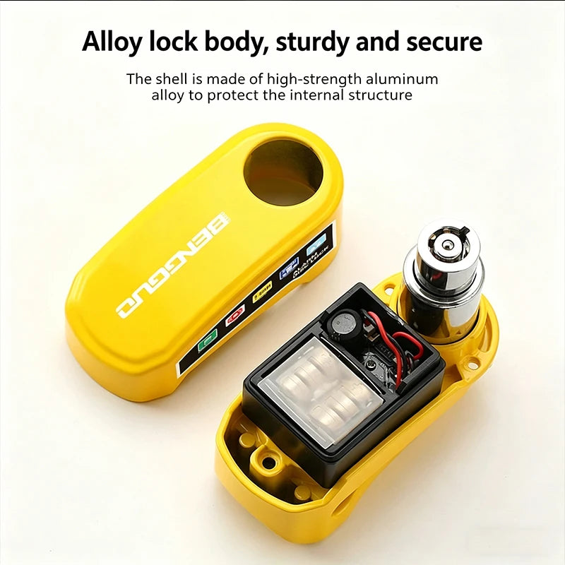 Motorcycle Disc Brake Lock with 110dB Alarm, Waterproof Aluminum Alloy