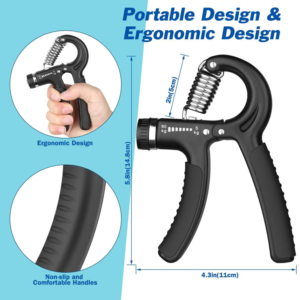 Adjustable Hand Grip Strengthener with Counter