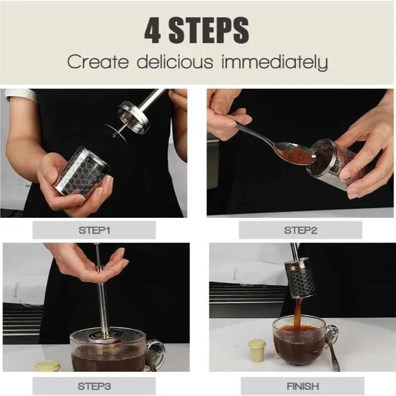 Reusable Stainless Steel Coffee and Tea Filter, Portable Travel Brewer