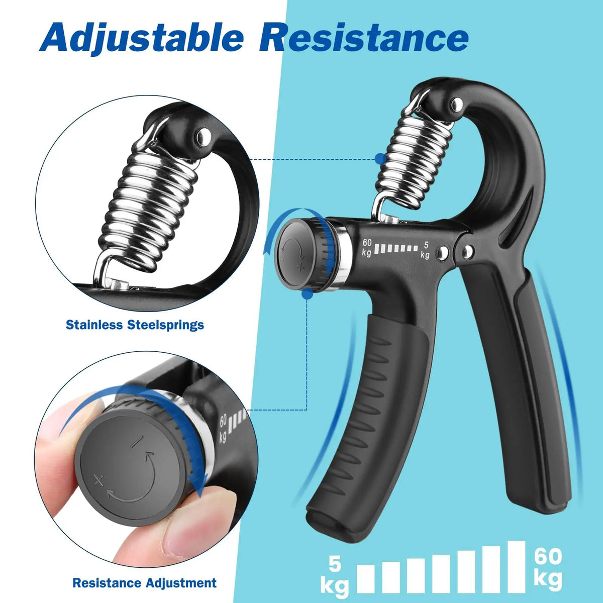 Adjustable Hand Grip Strengthener with Counter
