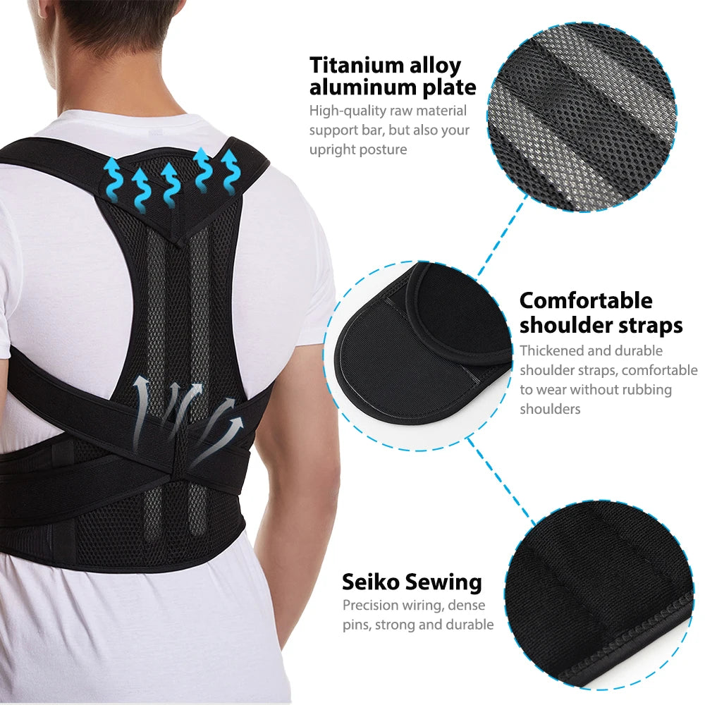 Adjustable Back Brace and Posture Corrector for Men and Women