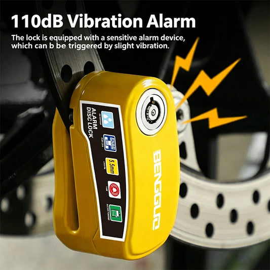 Motorcycle Disc Brake Lock with 110dB Alarm, Waterproof Aluminum Alloy